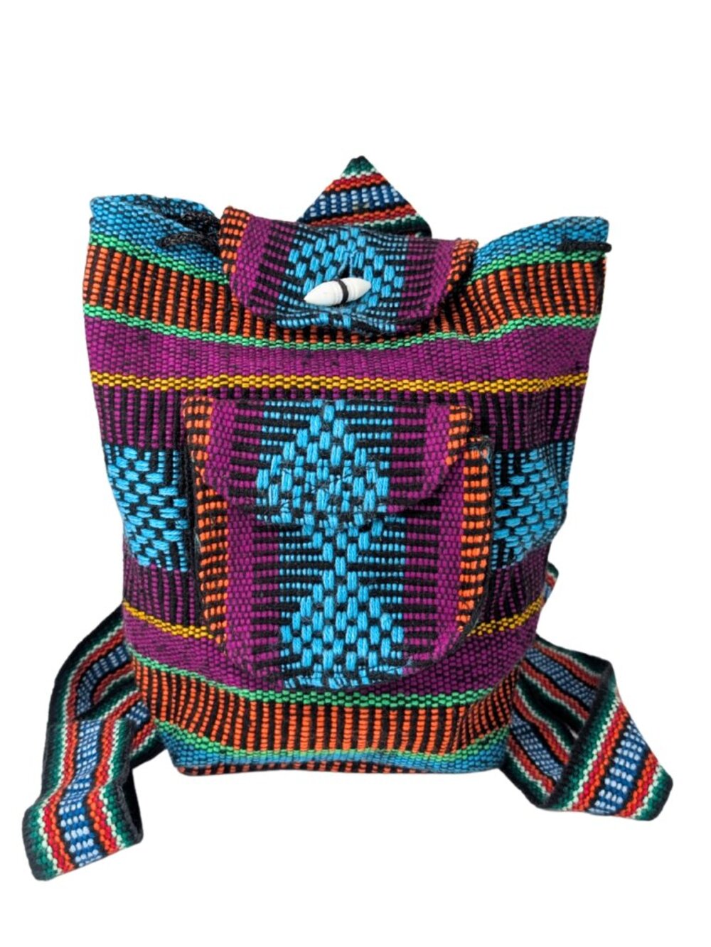 Pinzon Mexican Mochila Multicolor Woven Mini Boho Hippie Retro Festival Backpack